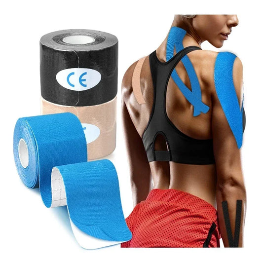 5-10 cm Sports Kinesio Tape Muscle Kinesiology Elastic Knee Pain Relief Strain Patch Athletic Recovery and postural correction, Fitness Bandages