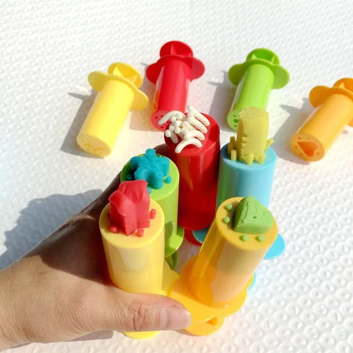 Fine motor, hands and finger strength, motor planning, Creative Fun Playdough Syringe Set Cartoon Cute Stars Love Flowers Noodles DIY Toddler Handmade Playdough Tools